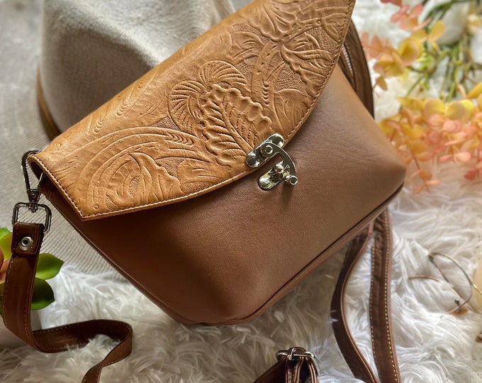 Small Leather Crossbody Bag for Women • Handmade Saddle Bag • Personalized Boho Purse