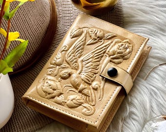 Small Leather Wallet • Embossed Leather Wallet • Handmade Pocket Wallet • Sustainable Gift for Her