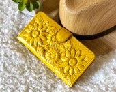 Sunflower purse - Leather Wallet Woman Gift for her