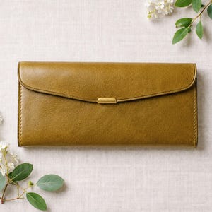 Personalisierte lange Geldbörse aus echtem Leder für Damen im Vintage-Clutch-Stil
