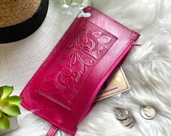 Leather wristlet wallet - Wristlet wallet women - woman wallet - Wristlet clutch - Cellphone purse - leather clutch - gift for her