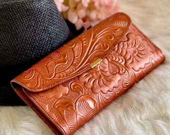 Embossed leather wallets for women • womens wallet • birthday gifts for her