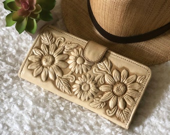 Sunflowers leather wallets for woman • Gifts for her • leather wallets women • woman purse