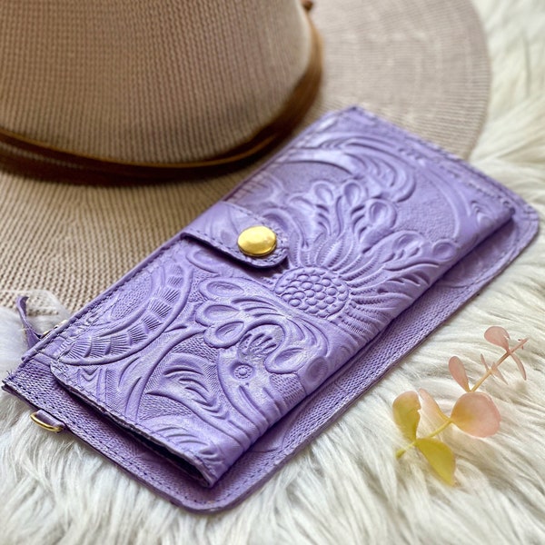 Embossed soft leather wallets for women • women wallets • zipper wallet  • personalized gifts