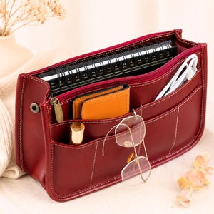 Handmade Leather Purse Organizer Insert: Sustainable Bag Organizer image 1