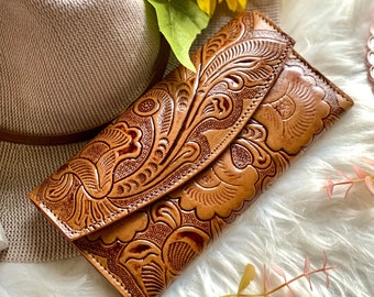 Boho Leather Women's Wallets • Engraved wallet  • gift for mom