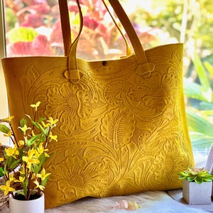 Tote bags for women Soft leather tote bag large tote bag gifts for women Yellow