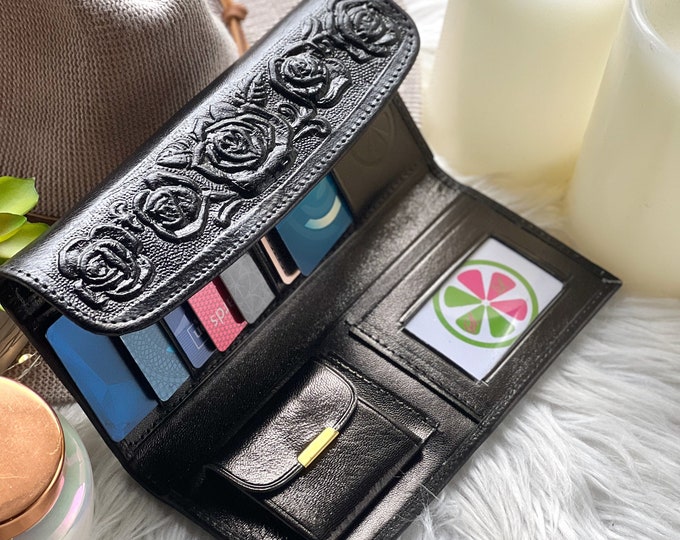 Personalized Leather Wallet for Women • Handmade with Custom Engraving • Unique Gift for Her & Mom