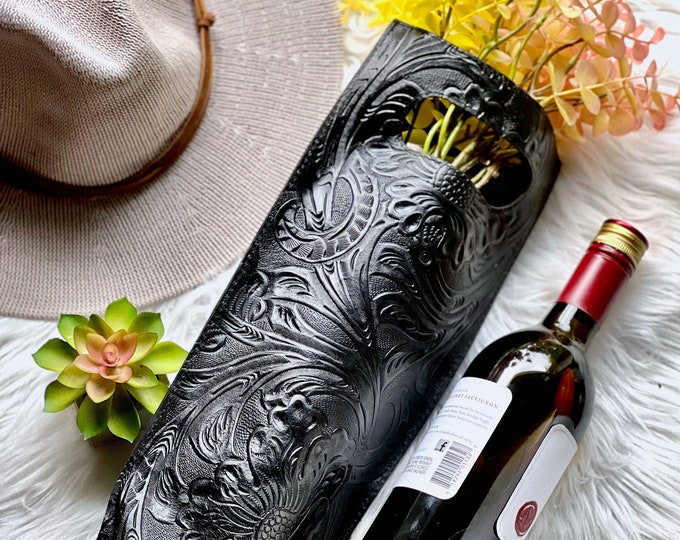 Personalized Leather Wine Tote Bag | Sustainable Wine Carrier for Gifting | Unique Wine Gift for Any Occasion
