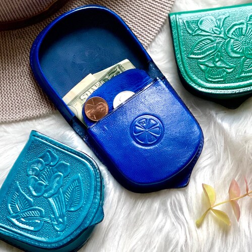 Handmade Leather Woman Coin Purse Change Purse Floral Etsy
