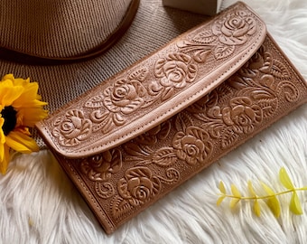 Cute wallets for women •  personalized gifts for her • Embossed roses wallets