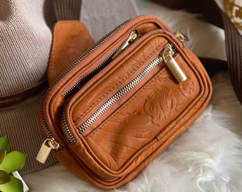 Handmade sustainable leather waist bag • Boho fanny pack • Crossbody bag