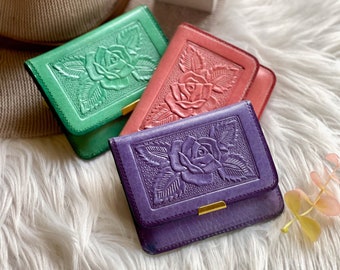 Cute embossed roses wallets for women • Pocket wallet for women • dainty credit card wallet • driver license holder wallet • birthday gifts