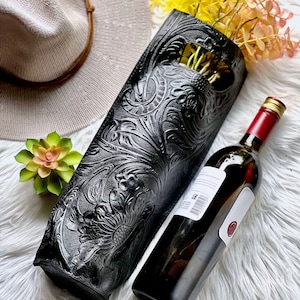 Personalized Leather Wine Tote Bag | Sustainable Wine Carrier for Gifting | Unique Wine Gift for Any Occasion