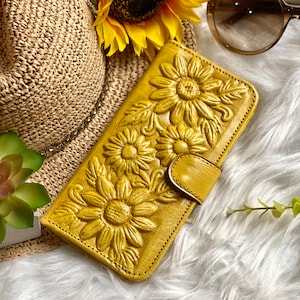 Sunflowers Leather wallets for women • personalized gifts for her • Boho wallet • cute women's wallets  • card wallet