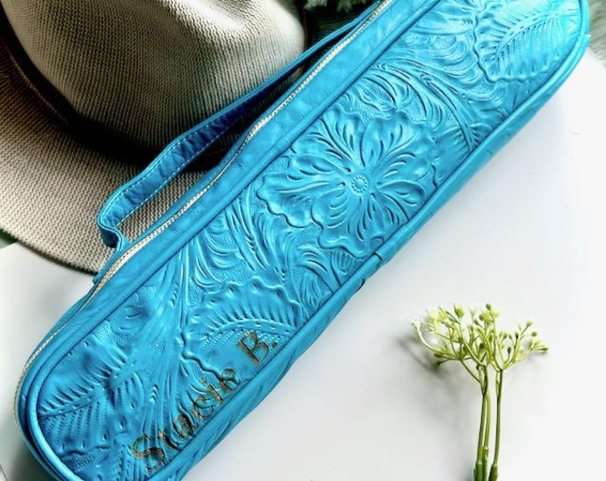 Heat Resistant Leather Travel Case for Curling & Flat Irons • Travel Organizer Gift for Women
