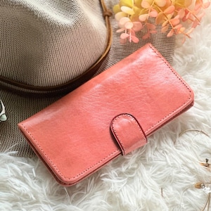 Pink Leather Bifold Wallet for Women: Handmade Personalized Wallet