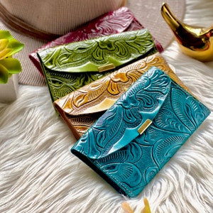 Cartera de cuero pequeña minimalista para mujer • cartera delgada • regalos personalizados para ella