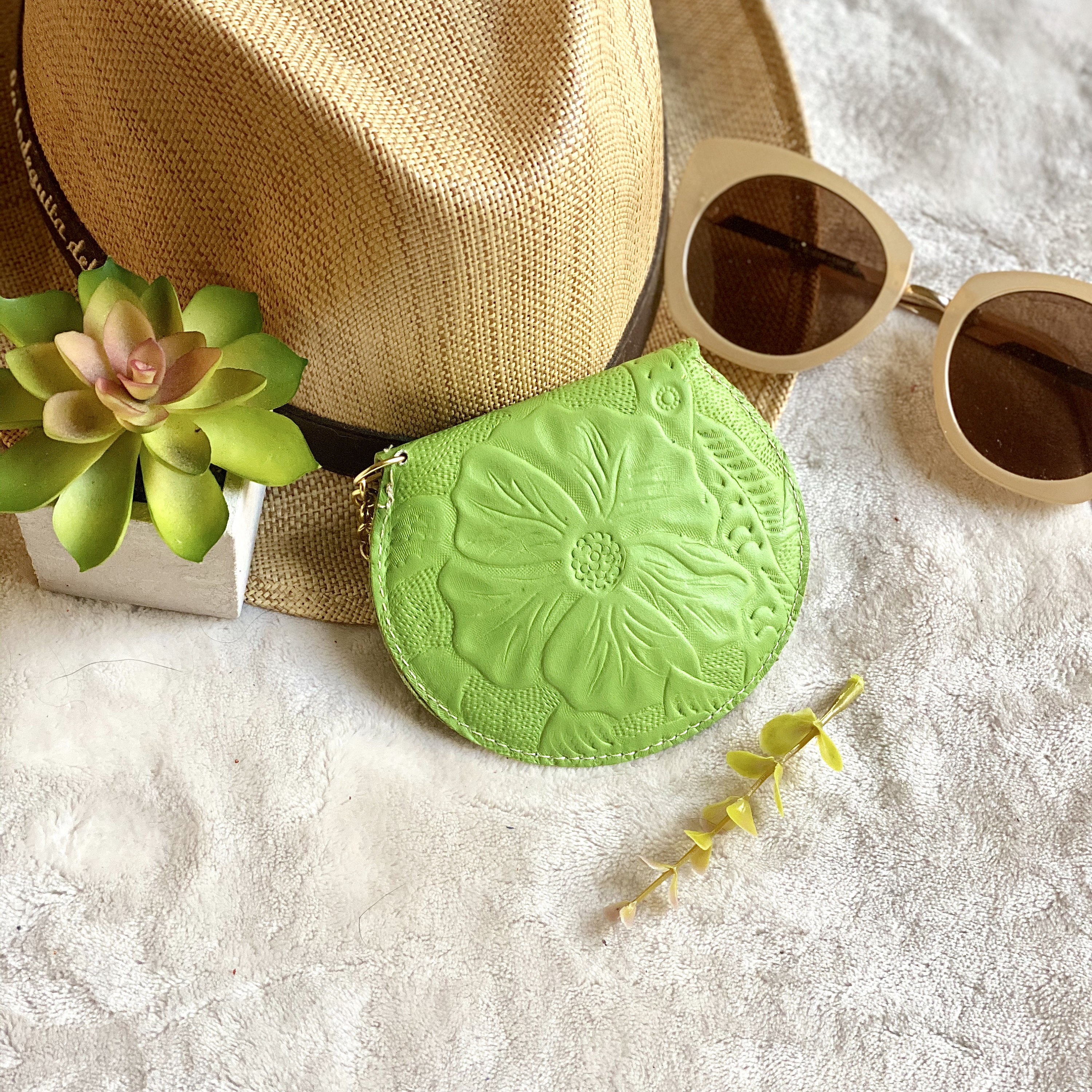 Carved leather Small Bag pouch for purse Small bag pouch Etsy