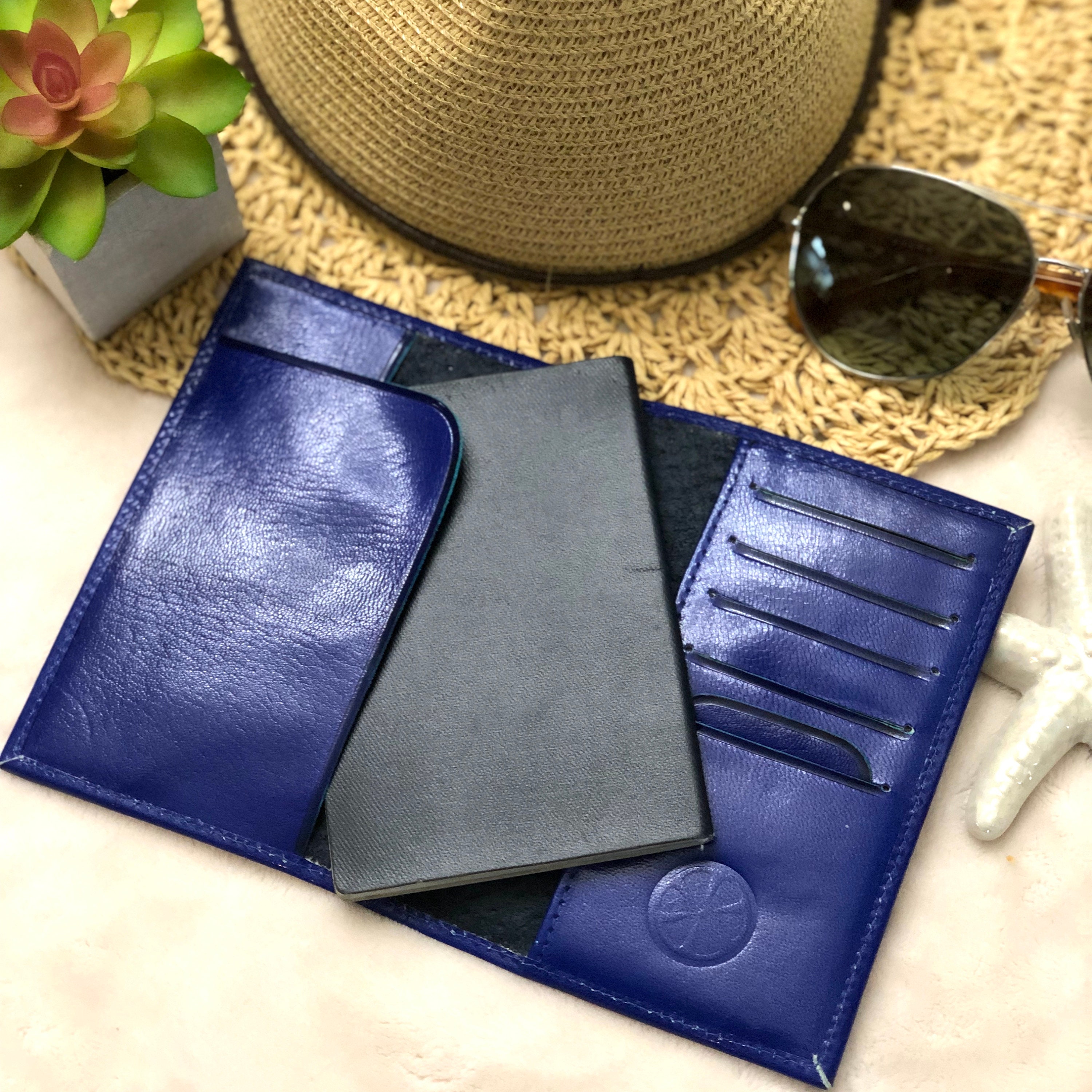 Cobalt Bue Leather Passport Cover*Tooled leather*Passport Wallet*Travel