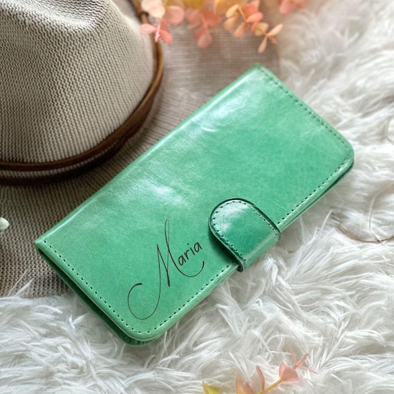 Personalized Green Leather Bifold Wallet: Slim Women's Wallet