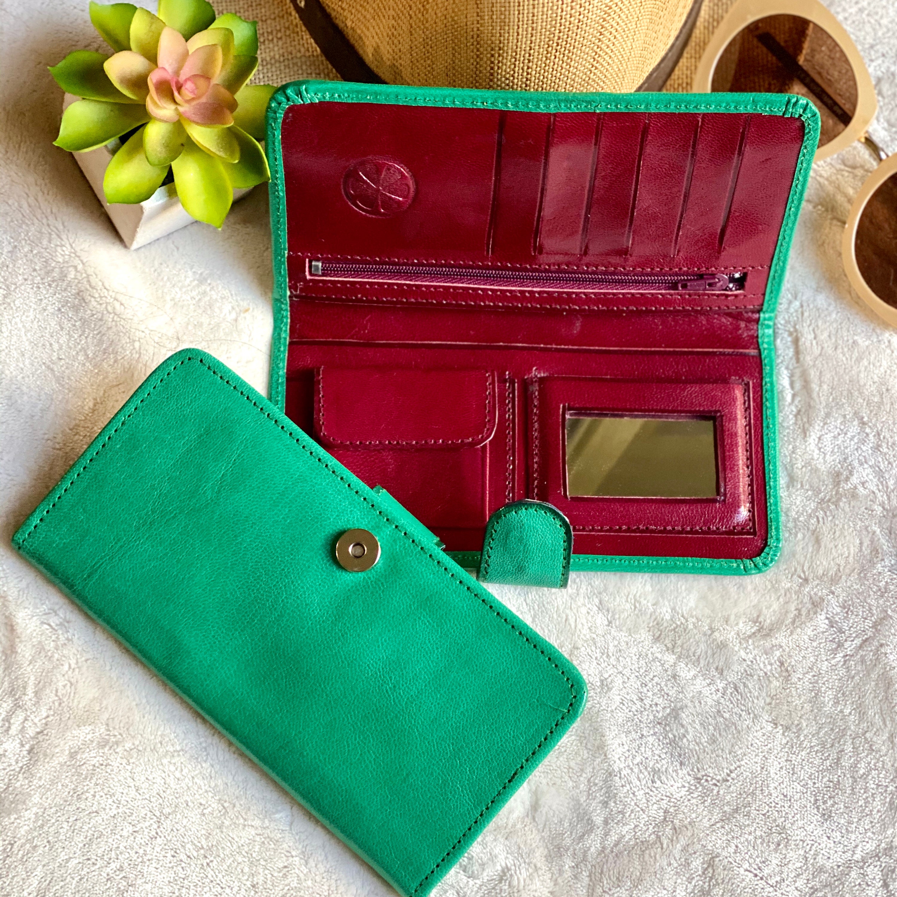 Handmade leather bicolor woman walletsleather wallets women's