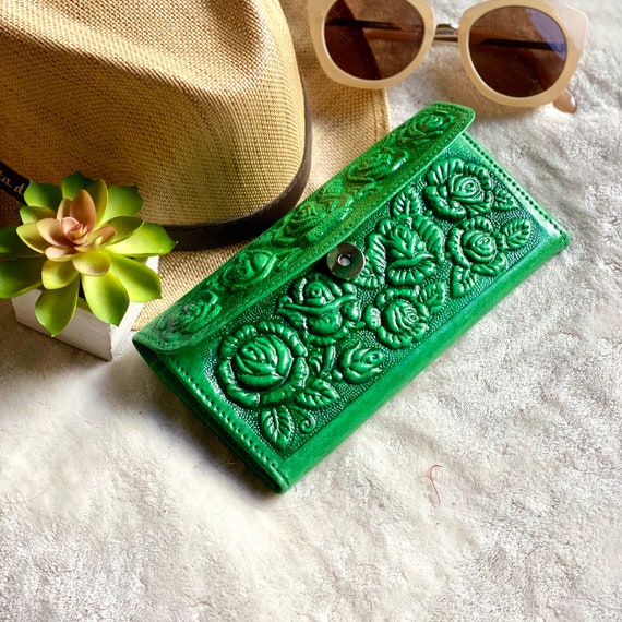 Handmade Leather Wallet for Women – Personalized  Monogram Boho Wallet