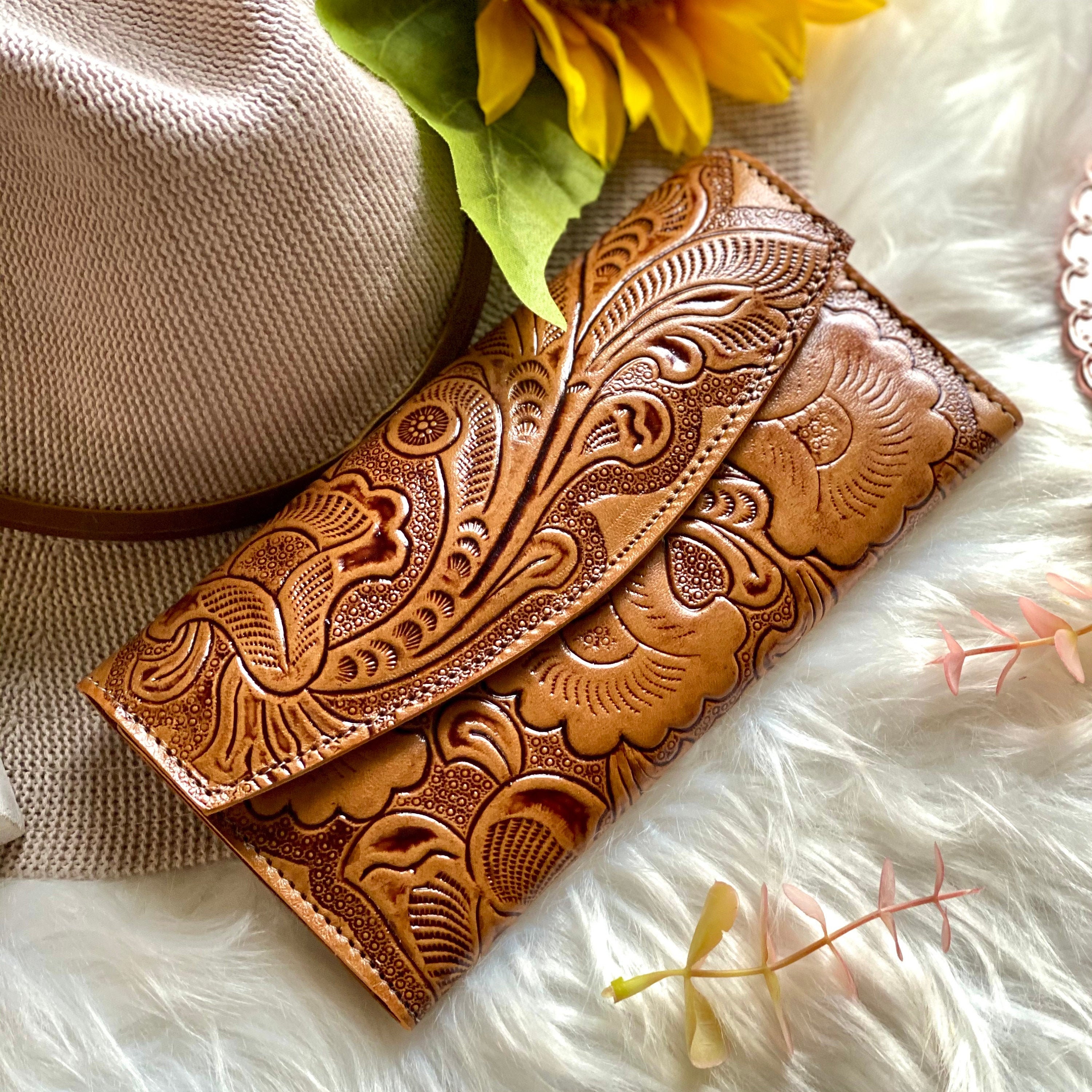Boho Leather Women's Wallets • Engraved wallet • gift for mom