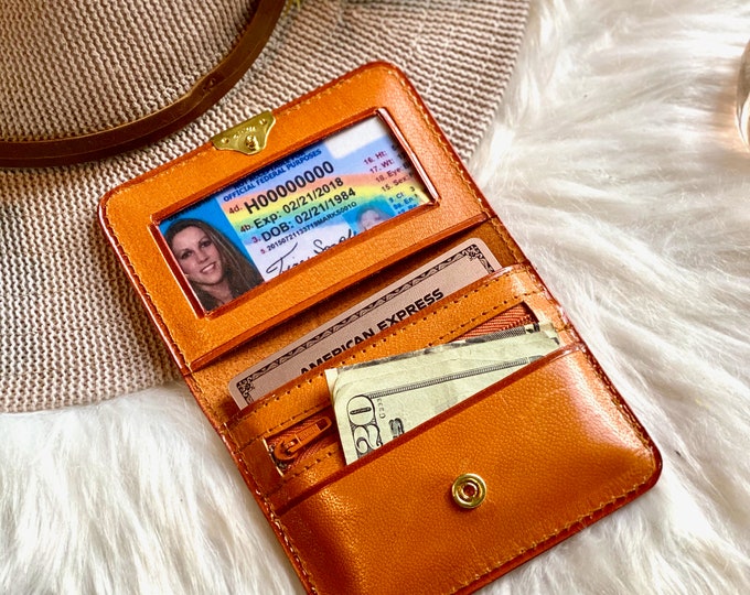 Small Leather Wallet for Women • Handmade Embossed Purse Wallet • Minimalist Monogram Gift for Her, Daughter, Teen or Birthday