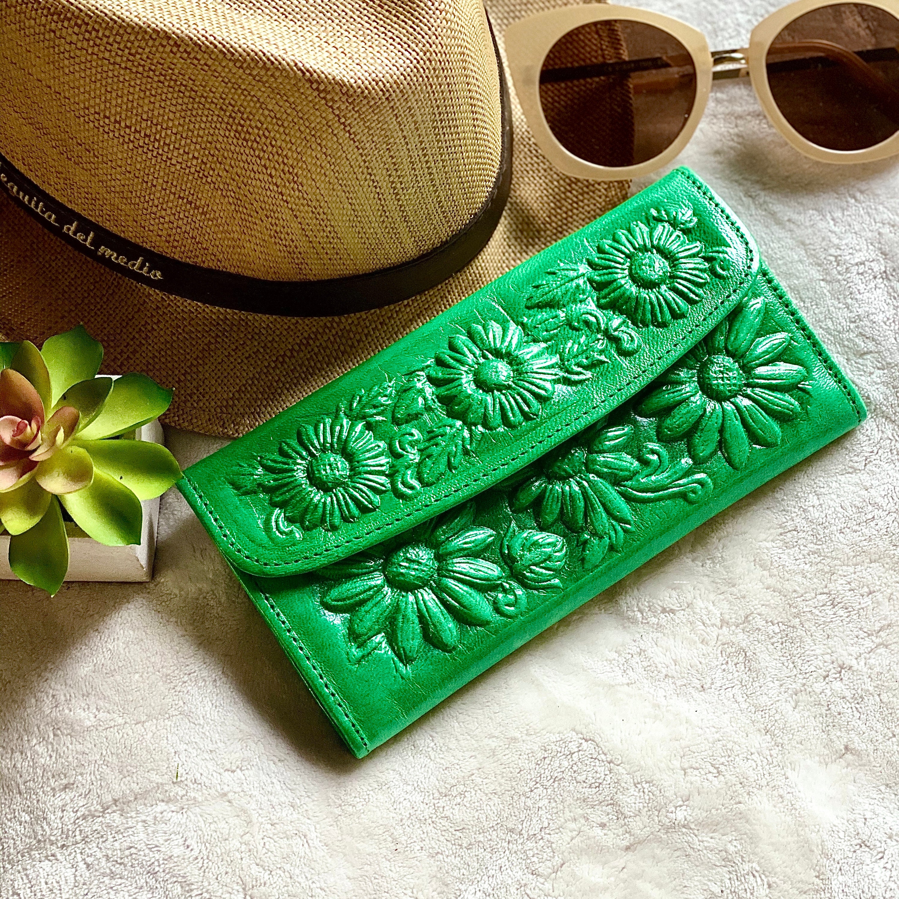 Woman Wallet Leather Wallet Tooled leather Wallet Yellow Wallet