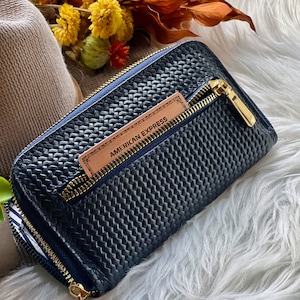Leather woven zipper wallets • wallets for women • leather wallet women zipper • Gifts for her