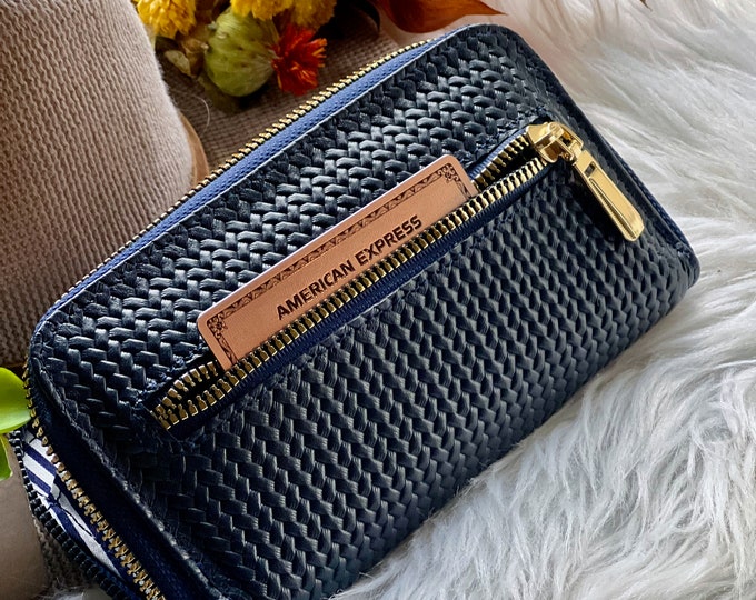 Leather woven zipper wallets • wallets for women • leather wallet women zipper • Gifts for her
