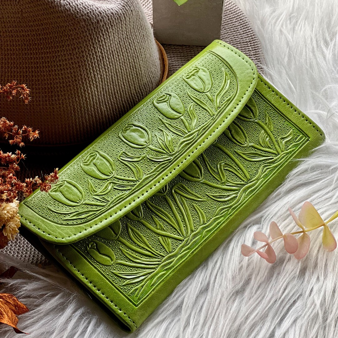 Leather Wallets for Women Embossed Leather Wallets Womens Wallets Leather Gifts Etsy