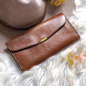 Portafoglio sottile in pelle per donna – Bifold minimalista con 10 scomparti per carte, piccolo e carino, regalo fatto a mano