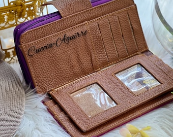 Embossed Flower Leather Wallet: Large Zip-around Women's Wallet