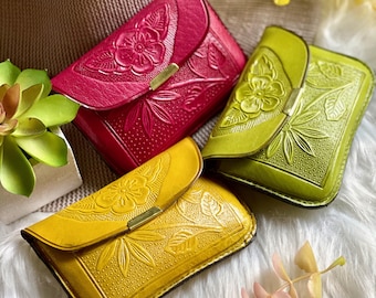 Leather Key ring wallet •Zipper pouch • Change Purse