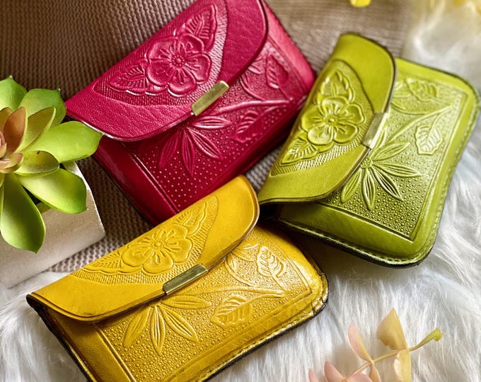 Leather Key ring wallet •Zipper pouch • Change Purse