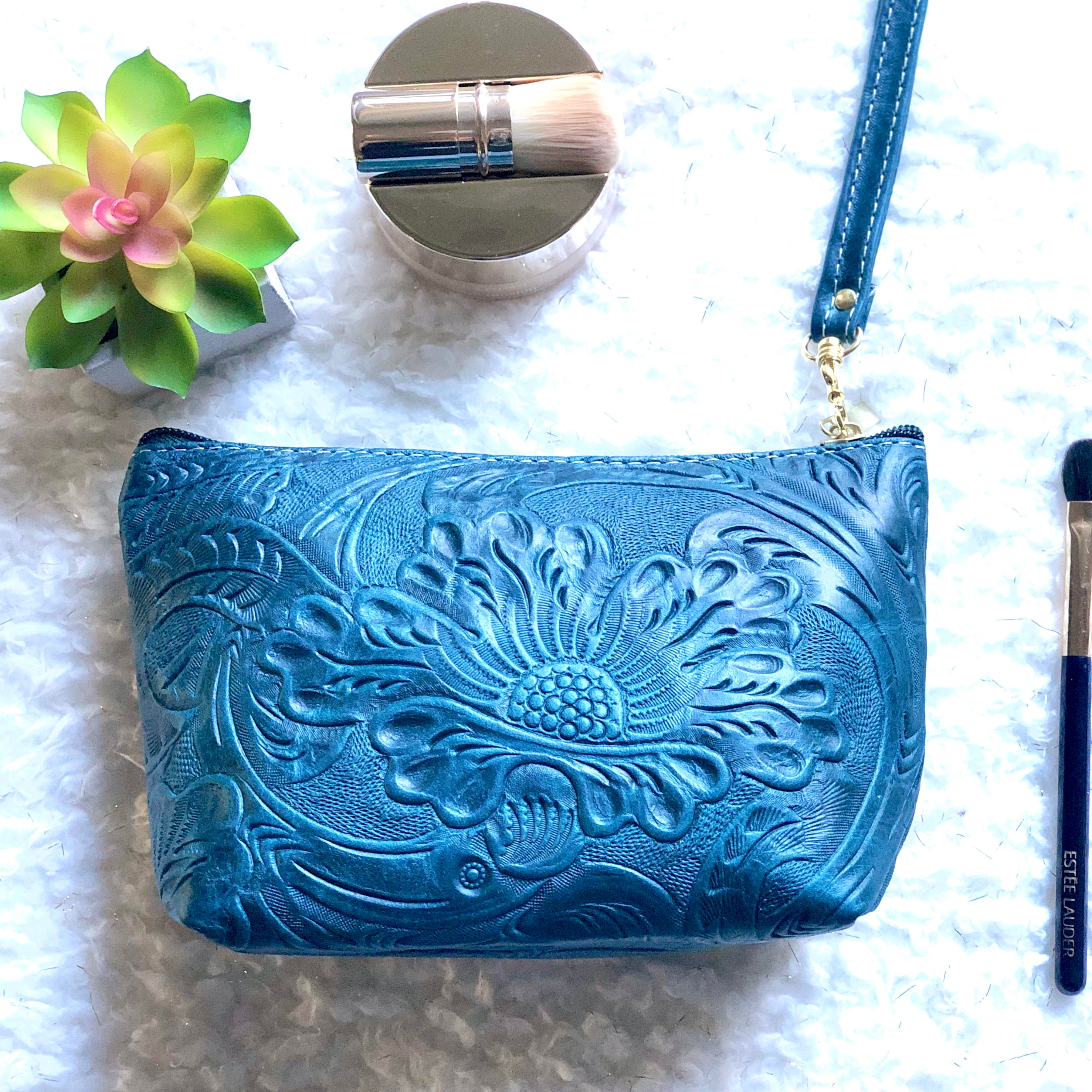 Tooled Makeup Bag* Handmade Cosmetic Bag* Birthday Present* Gift for