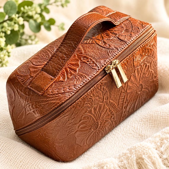 Personalized Makeup Case • Handcrafted Travel Organizer • Sustainable Gift