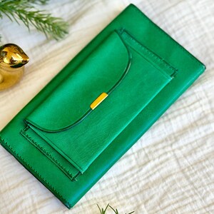 Slim Leather Wallet for Women with Clasp • Vintage Style, Personalized Handmade Wallet image 2