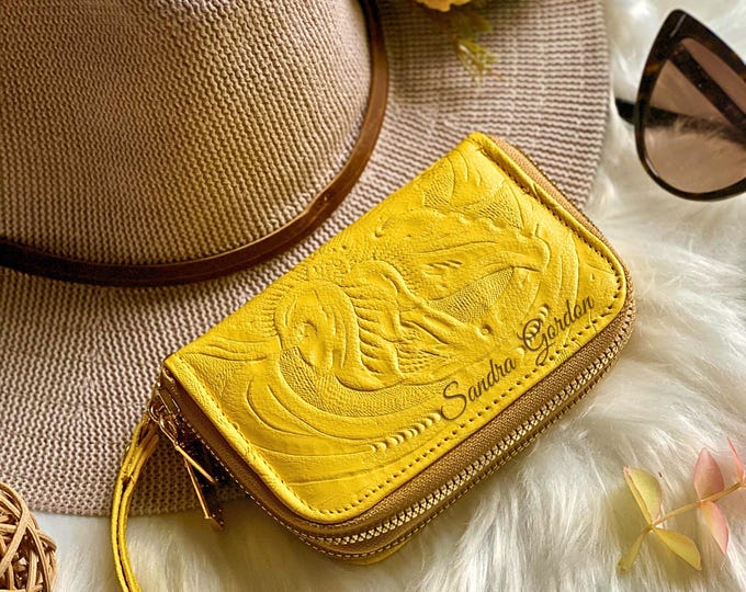 Handmade small wristlet wallet with zipper • women's wristlets wallets • Leather woman wallet • travel gifts for her