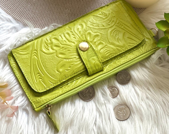 Embossed soft leather wallets for women • women wallets • zip wallet  • personalized gifts