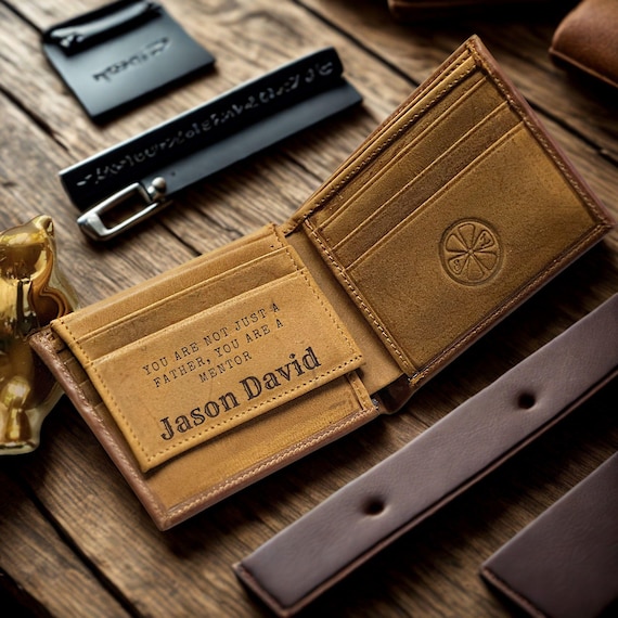 Personalized Leather Wallet for Men: Engraved Custom Sustainable Wallet