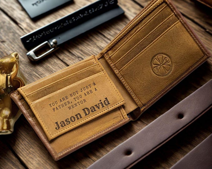 Personalized Leather Wallet for Men: Engraved Custom Sustainable Wallet