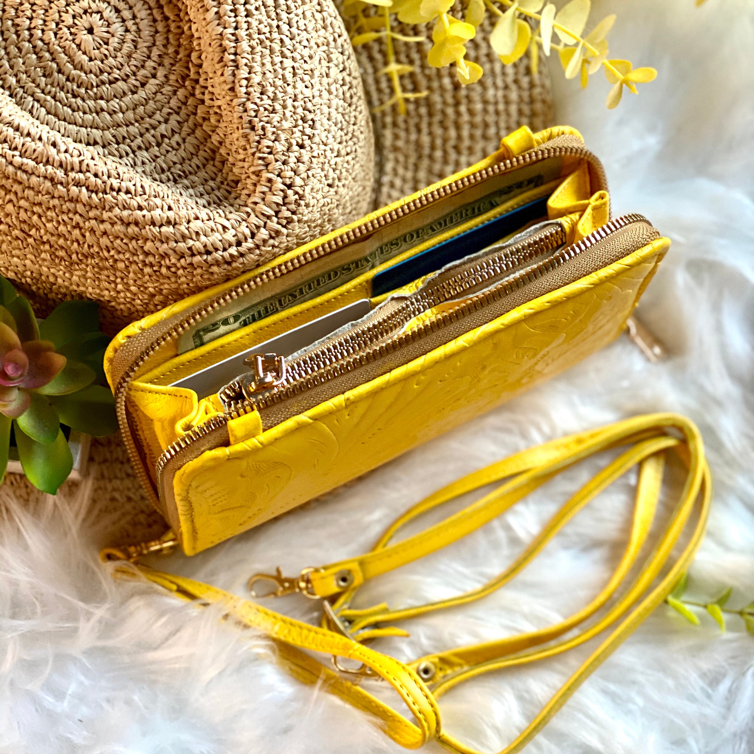 Handmade authentic sustainable leather crossbody wallet • leather