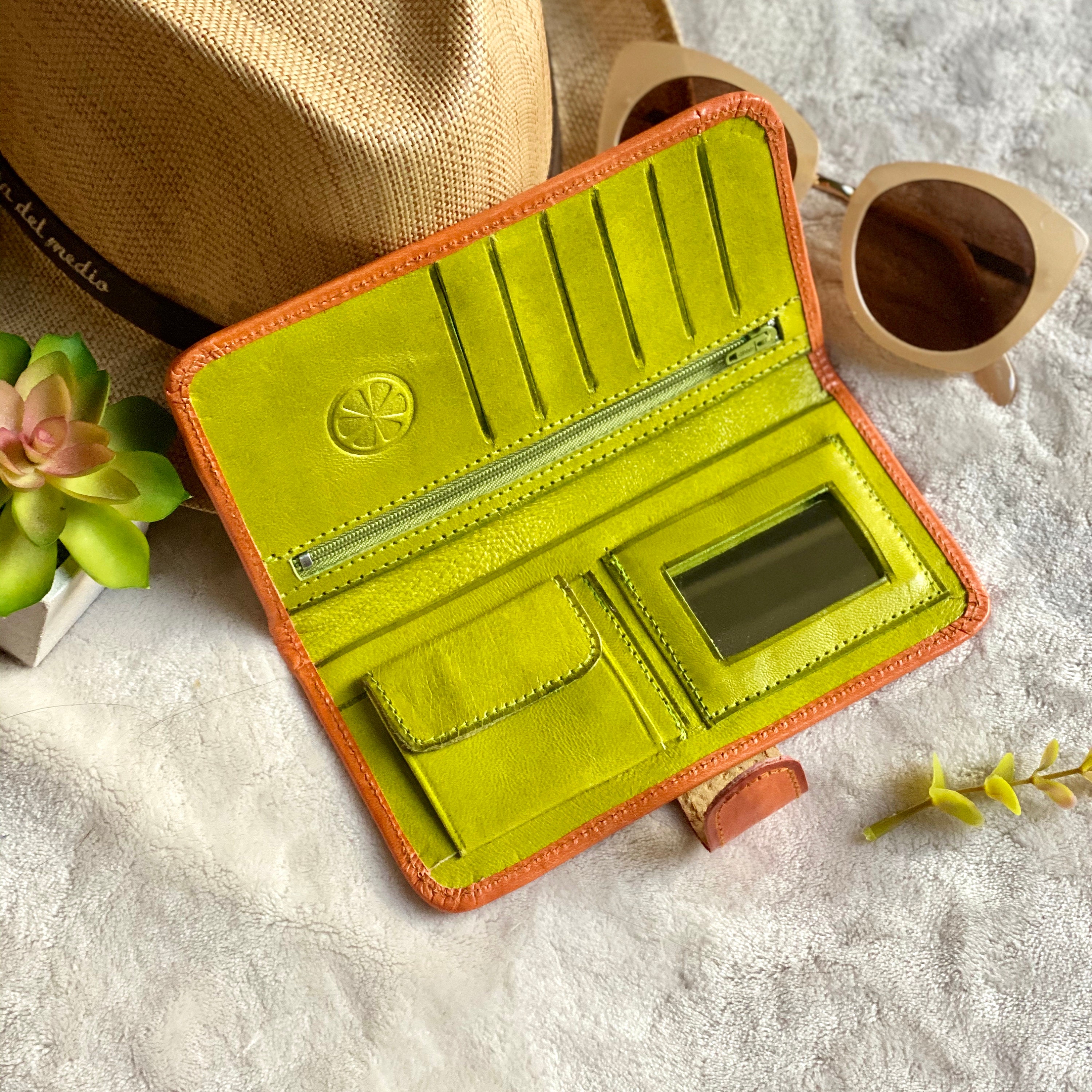 Handmade leather bicolor woman walletsleather wallets women's