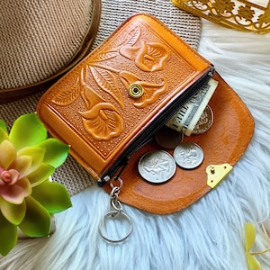 Vintage Style leather key ring coin purse • Key pouch • Key ring wallet • small wallet • gifts for women