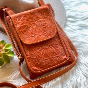 Soft authentic leather crossbody wallet • wallet- purse crossbody • cellphone leather bag • Mother's Day gift