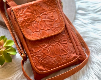 Soft authentic leather crossbody wallet • wallet- purse crossbody • cellphone leather bag • Mother's Day gift