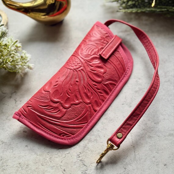 Tooled Leather Glasses Case •  Eyeglass Pouch • Personalized Gift